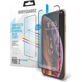 BodyGuardz - Pure 2 EyeGuard Glass Screen Protector Blue Light Edge-to-Edge Glass Protector for Apple iPhone Xr - CASE Friendly