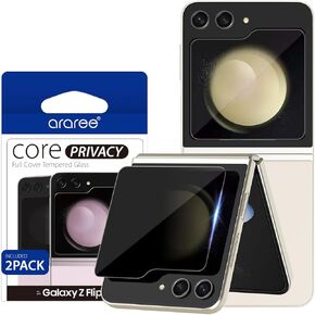 araree [2 Pack] for Galaxy Z Flip 5 Privacy Tempered Glass Front Screen Protector, 013mm Ultra-Thin 4-Layer Structure Scratch-Resistant Anti-Fingerprint 9H Hardness Full Coverage HD Clear Screen