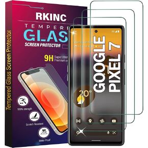 RKINC Screen Protector [3-Pack] for Google Pixel 7, Tempered Glass Film Screen Protector, 0.33mm [LifetimeWarranty][Bubble-Free][Anti-Scratch][Anti-Shatter]