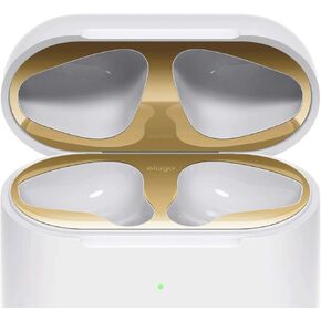 elago AirPods 2 Dust Guard (Gold, 2 Sets) Dust-Proof Metal Cover, Luxurious Finish, Watch Installation Video - Compatible with Apple AirPods 2 Wireless Charging Case [US Patent Registered]