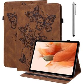 for Samsung Galaxy Tab A9 Plus Case 11 Inch, PU Leather Stand Folio Butterfly Cover with Elastic Band & Card Holder for Galaxy Tab A9+ Tablet 2023(SM-X210/ X215/X216) - Purple