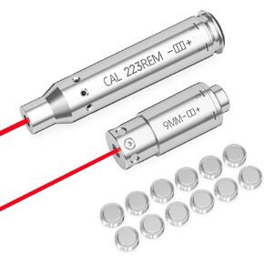 Bore Sight Kit 223 5.56mm Rem Gauge and 9mm Cal Laser Bore Sight with On/Off Function Red Dot Boresighter with Batteries