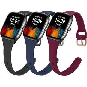3 Pack Bands for Amazfit GTS 4 / GTS 4 Mini / GTS 3 / GTS / GTS 2 / GTS 2e / GTS 2 mini, 20mm Quick Release Soft Slim Silicone Sport Replacement Watch Strap for Amazfit Bip 3 Pro / Bip 3 /Bip U Pro / Bip / Bip Lite / Bip S / Bip S lite / Bip U Women Men