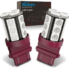 Yorkim 3157 LED Light Bulbs Amber Bright, 3056 3156 3156A 3057 4057 3157 4157 T25 LED Bulbs for Brake Lights, Backup Reverse Lights， Reverse Tail Lights - Pack of 10