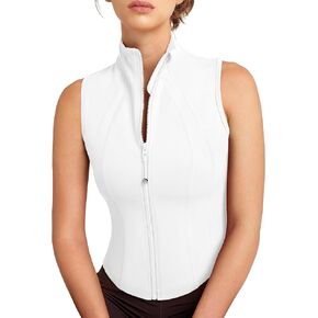 QUEENIEKE Women's Sleeveless Workout Jackets - Zip Up Slim Fit Athletic Running BBL Jacket Gym Track Cropped Tops