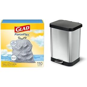Glad ForceFlex Drawstring Trash Bags, 13 Gal, Fragrance Free, 110 Ct, Pack May Vary