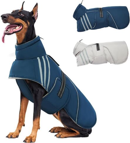 Warm Dog Coat, Reflective Adjustable Dog Jacket, Furry Turtleneck Winter Coat Thicken Dog Fleece Vest, Waterproof Windproof Dog Cold Weather Coats with Buckle for Puppy Small Medium Large Dogs in Saudi Arabia