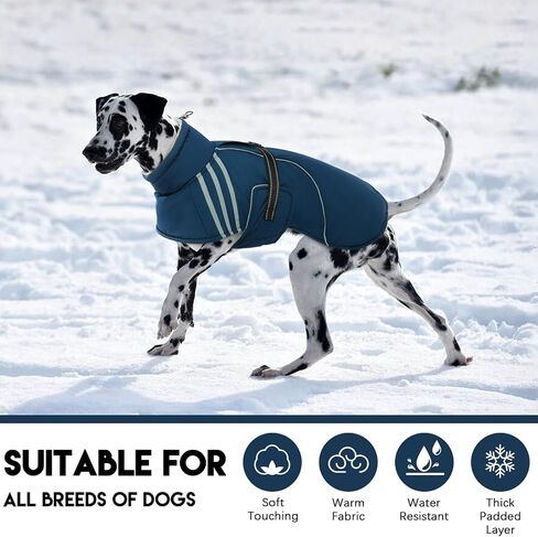 Warm Dog Coat, Reflective Adjustable Dog Jacket, Furry Turtleneck Winter Coat Thicken Dog Fleece Vest, Waterproof Windproof Dog Cold Weather Coats with Buckle for Puppy Small Medium Large Dogs in Saudi Arabia