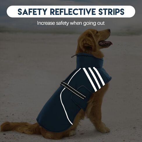 Warm Dog Coat, Reflective Adjustable Dog Jacket, Furry Turtleneck Winter Coat Thicken Dog Fleece Vest, Waterproof Windproof Dog Cold Weather Coats with Buckle for Puppy Small Medium Large Dogs in Saudi Arabia