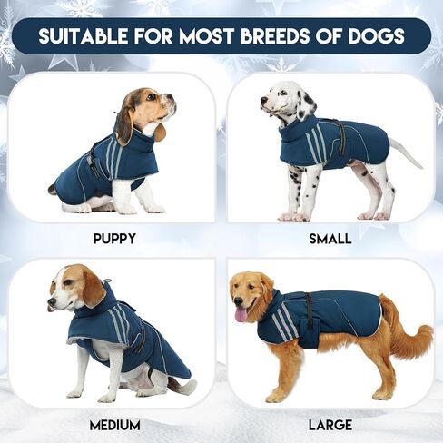 Warm Dog Coat, Reflective Adjustable Dog Jacket, Furry Turtleneck Winter Coat Thicken Dog Fleece Vest, Waterproof Windproof Dog Cold Weather Coats with Buckle for Puppy Small Medium Large Dogs in Saudi Arabia