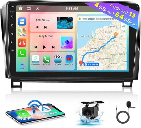 Hikity Android Car Stereo for Toyota Tundra 2007-2013/Sequoia 2008-2018 راديو 2+64GB 10.1 بوصة تعمل باللمس راديو السيارة Carplay Android Auto GPS Navigation WiFi Bluetooth FM EQ كاميرا احتياطية in Saudi Arabia