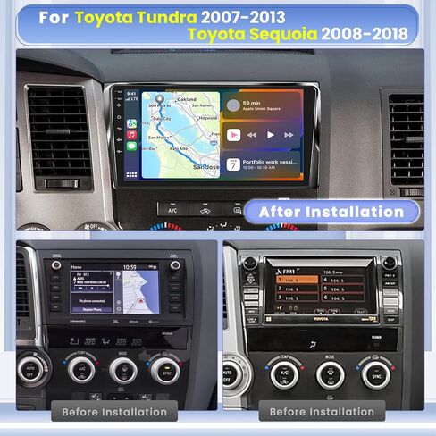 Hikity Android Car Stereo for Toyota Tundra 2007-2013/Sequoia 2008-2018 راديو 2+64GB 10.1 بوصة تعمل باللمس راديو السيارة Carplay Android Auto GPS Navigation WiFi Bluetooth FM EQ كاميرا احتياطية in Saudi Arabia