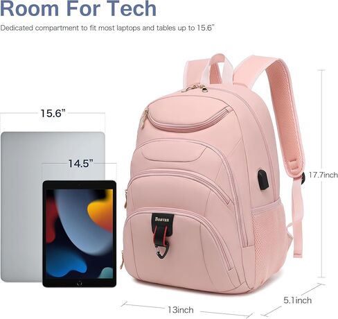 حقيبة ظهر للكمبيوتر المحمول من Boavan للرجال، حقيبة كمبيوتر محمول مقاس 15.6 بوصة مع منفذ USB، حقيبة ظهر مضادة للماء للسفر والعمل، مضادة للسرقة للمعلم والممرضة والطبيب وحقائب كتب كاجوال وحقيبة ظهر للعمل والمكتب، باللون الأسود in Kuwait