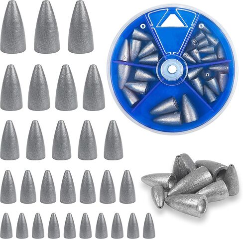 Bullet Fishing Weights Sinkers Kit, Bullet Slip Sinkers Fishing Weights Sinkers Fishing Worm Weights Assorted Kit for Bass Rig Fishing Saltwater in Saudi Arabia