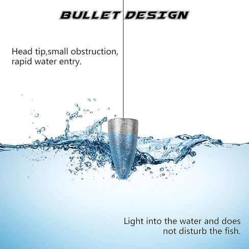 Bullet Fishing Weights Sinkers Kit, Bullet Slip Sinkers Fishing Weights Sinkers Fishing Worm Weights Assorted Kit for Bass Rig Fishing Saltwater in Saudi Arabia