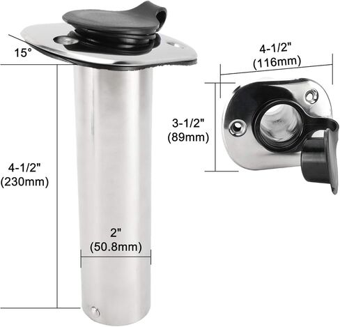 حامل قضيب تثبيت فلوش 15 درجة من الفولاذ المقاوم للصدأ مع حشية بطانة من البولي فينيل كلوريد بغطاء مطاطي in Kuwait