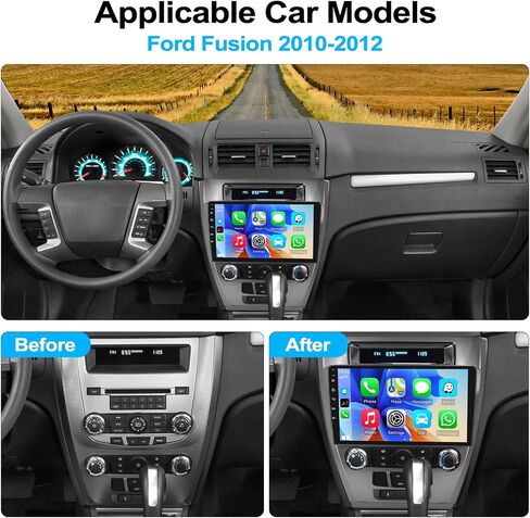 لسيارة Ford fusion 2010 2011 2012 مع راديو Apple Carplay اللاسلكي Android Auto Android 11 راديو ستيريو للسيارة 10.1 بوصة شاشة تعمل باللمس راديو سيارة بلوتوث مع نظام ملاحة GPS HiFi WiFi FM/RDS AHD كاميرا احتياطية 1+32 جيجابايت in Saudi Arabia