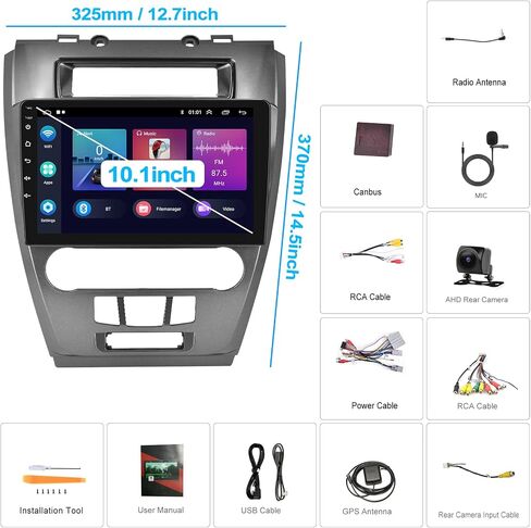 لسيارة Ford fusion 2010 2011 2012 مع راديو Apple Carplay اللاسلكي Android Auto Android 11 راديو ستيريو للسيارة 10.1 بوصة شاشة تعمل باللمس راديو سيارة بلوتوث مع نظام ملاحة GPS HiFi WiFi FM/RDS AHD كاميرا احتياطية 1+32 جيجابايت in Saudi Arabia