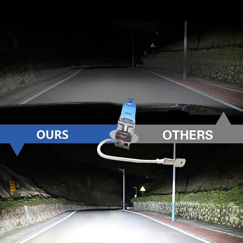 2 PCS H11 Car Halogen Bulbs, Ultra White Light Bulbs, 12V 100W Front Fog Light Bulbs, Super Bright High Beam Low Beam Bulbs Auto Lights Universal for Most Cars, Trucks, SUVs (White) in Kuwait