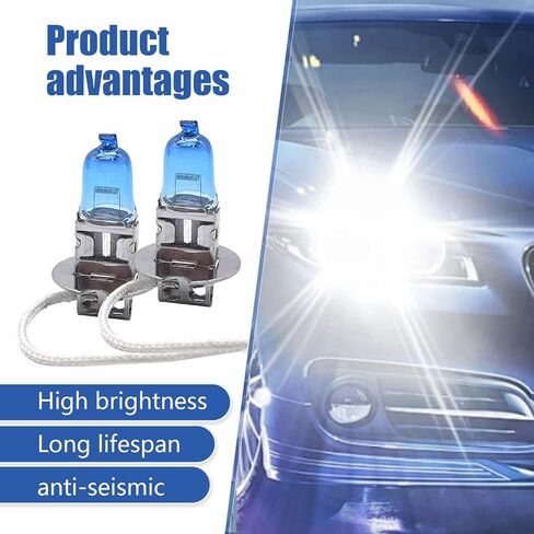 2 PCS H11 Car Halogen Bulbs, Ultra White Light Bulbs, 12V 100W Front Fog Light Bulbs, Super Bright High Beam Low Beam Bulbs Auto Lights Universal for Most Cars, Trucks, SUVs (White) in Kuwait