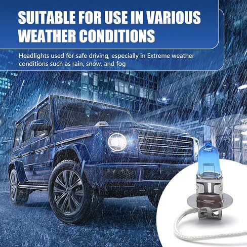 2 PCS H11 Car Halogen Bulbs, Ultra White Light Bulbs, 12V 100W Front Fog Light Bulbs, Super Bright High Beam Low Beam Bulbs Auto Lights Universal for Most Cars, Trucks, SUVs (White) in Kuwait