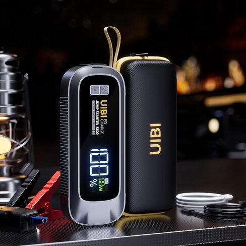 بطارية السيارة، بادئ تشغيل متنقل UIBI 1500A لصندوق وصل السيارة، حزمة بطارية بادئ تشغيل 12 فولت (ما يصل إلى 7.0 لتر غاز و5.5 لتر ديزل) مع شاشة LCD أكبر 2 بوصة، ضوء 3 في 1 in Kuwait