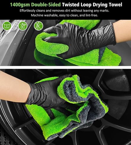 مجموعة من 3 مناشف لتجفيف السيارة، مناشف كبيرة من الألياف الدقيقة للسيارات، مناشف تجفيف عالية الامتصاص بدون حواف لغسيل السيارات ومناشف وافل رقيقة خالية من الوبر سريعة الجفاف لشاحنة السيارات الرياضية متعددة الاستخدامات، باللون الأخضر in Kuwait