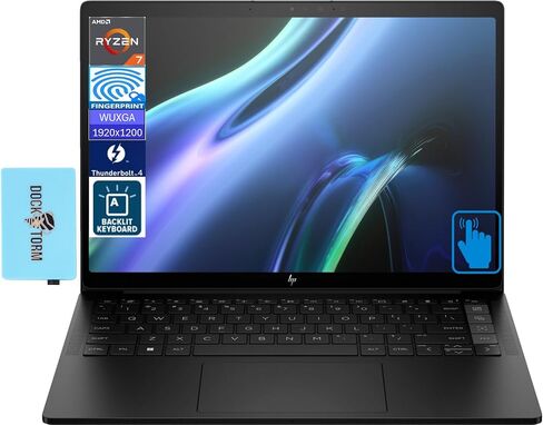 كمبيوتر محمول HP Dragonfly Pro One Business بشاشة لمس 14.0 بوصة WUXGA (AMD Ryzen 7 7736U، 32 جيجابايت LPDDR5، 1 تيرابايت PCIe SSD، بإضاءة خلفية KYB، قارئ FP، 2 Thunderbolt 4، WiFi 6، Win11P) مع موسع منفذ USB DKZ in Saudi Arabia