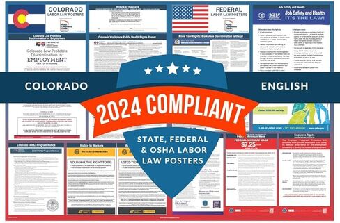 Labor Law Posters 2024 - Colorado Labor Law Poster State, Federal, OSHA Compliant, Accurate & Up to Date, Includes June Updates, Laminated Labor Law Poster 2024 Colorado, 36"w x 24"h (English) in Saudi Arabia