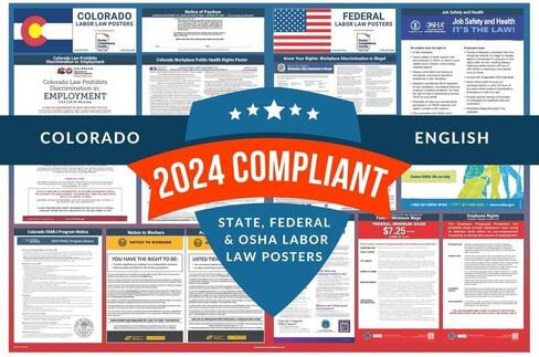 Labor Law Posters 2024 - Colorado Labor Law Poster State, Federal, OSHA Compliant, Accurate & Up to Date, Includes June Updates, Laminated Labor Law Poster 2024 Colorado, 36"w x 24"h (English) in Saudi Arabia
