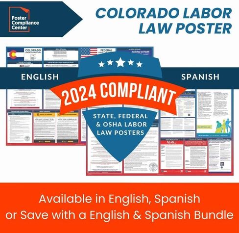 Labor Law Posters 2024 - Colorado Labor Law Poster State, Federal, OSHA Compliant, Accurate & Up to Date, Includes June Updates, Laminated Labor Law Poster 2024 Colorado, 36"w x 24"h (English) in Saudi Arabia