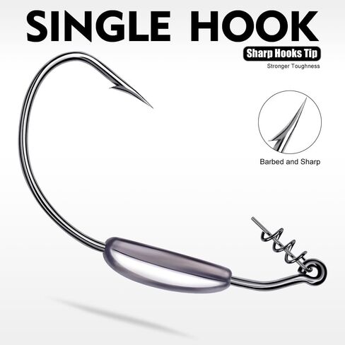 Fishing Hooks for Bass Fishing - 100pcs EWG Offset Worm Hook Texas Rig Hooks for Freshwater Saltwater Size 1/0 2/0 3/0 4/0 5/0 - Soft Lures Worms Plastics Bait Fishing Hook with Tackle Box in Saudi Arabia