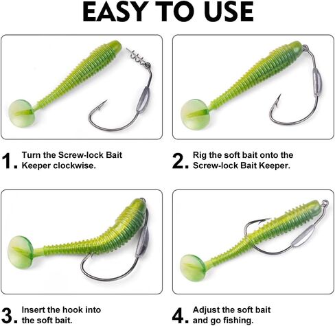 Fishing Hooks for Bass Fishing - 100pcs EWG Offset Worm Hook Texas Rig Hooks for Freshwater Saltwater Size 1/0 2/0 3/0 4/0 5/0 - Soft Lures Worms Plastics Bait Fishing Hook with Tackle Box in Saudi Arabia