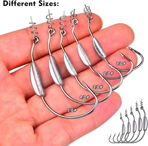 Fishing Hooks for Bass Fishing - 100pcs EWG Offset Worm Hook Texas Rig Hooks for Freshwater Saltwater Size 1/0 2/0 3/0 4/0 5/0 - Soft Lures Worms Plastics Bait Fishing Hook with Tackle Box in Saudi Arabia