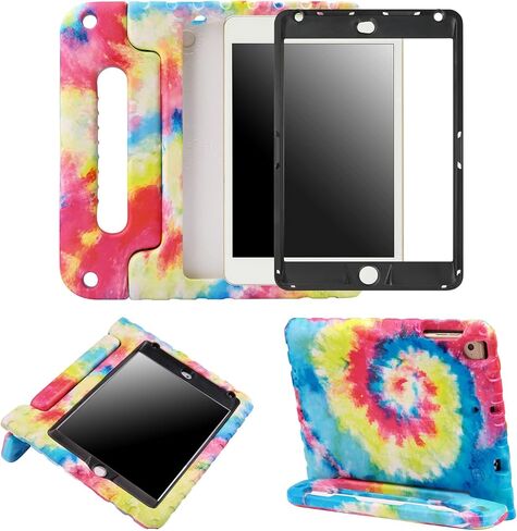 HDE Case for iPad Mini 5 & 4 Kids Case with Built in Screen Protector - Shockproof Handle Stand with Apple Pencil Holder for iPad Mini 5th Generation and Mini 4th Generation Tablet Tie Dye in Kuwait