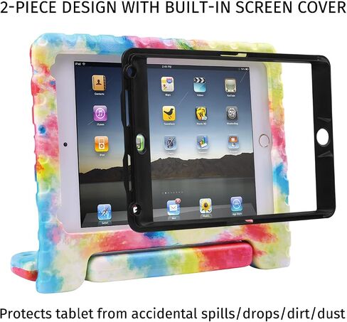 HDE Case for iPad Mini 5 & 4 Kids Case with Built in Screen Protector - Shockproof Handle Stand with Apple Pencil Holder for iPad Mini 5th Generation and Mini 4th Generation Tablet Tie Dye in Kuwait