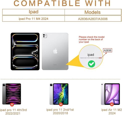 حافظة جلدية Vimorco لجهاز iPad Pro 11 بوصة M4 2024 موديل (الجيل الخامس)، غطاء حامل واقٍ من جلد البولي يوريثان قابل للتعديل، حزام يد، جيب للبطاقات مع حامل قلم رصاص، يعسوب in Saudi Arabia