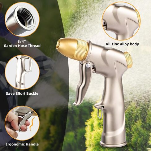Garden Hose Nozzle, Upgrade Heavy Duty Metal High Pressure Water Hose Nozzle with 9 Spray Patterns Rotating for Outdoor Lawn & Garden Watering, Car & Pet Washing in Saudi Arabia