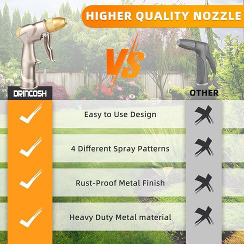 Garden Hose Nozzle, Upgrade Heavy Duty Metal High Pressure Water Hose Nozzle with 9 Spray Patterns Rotating for Outdoor Lawn & Garden Watering, Car & Pet Washing in Saudi Arabia