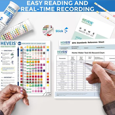 17 in 1 Home Drinking Water Testing Kit - 100 Strips + 4 Bacteria Tests - Tap and Well Water Test Kit, Easy to Test and Read for Hardness, Lead, Iron, Fluoride, pH, Copper, Bacteria and More in Saudi Arabia