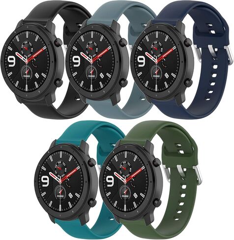QGHXO Band for Amazfit Bip 5, Soft Silicone Replacement Band for Amazfit GTR 4/ GTR 3/ GTR 3 Pro/GTR 2/ GTR 2e/ GTR 47mm/ Stratos 3 Smartwatch (No Tracker, Replacement Bands Only) in Kuwait