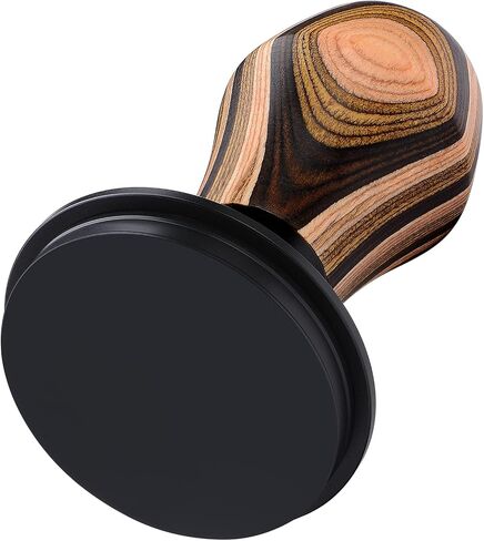Normcore 53.3mm Espresso Coffee Tamper V4 - مكبس محمل بنابض مع قاعدة مسطحة مطلية بمادة PVD من التيتانيوم - 15 رطل / 25 رطل / 30 رطل، نوابض بديلة، مقبض من خشب الجوز الأمريكي الأصلي in Saudi Arabia