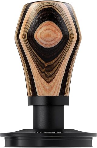 Normcore 53.3mm Espresso Coffee Tamper V4 - مكبس محمل بنابض مع قاعدة مسطحة مطلية بمادة PVD من التيتانيوم - 15 رطل / 25 رطل / 30 رطل، نوابض بديلة، مقبض من خشب الجوز الأمريكي الأصلي in Saudi Arabia