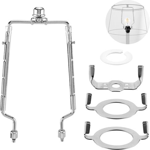 Mornajina 7 8 9 10 inch Lamp Shade Harp Holder, Adjustable Lamp Harps and Finals, Fit both Standard Lamp Rod and E26 E27 Light Base UNO Fitter Adapter Converter Finial Set (Black) in Saudi Arabia