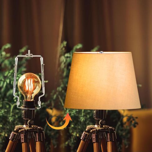 Mornajina 7 8 9 10 inch Lamp Shade Harp Holder, Adjustable Lamp Harps and Finals, Fit both Standard Lamp Rod and E26 E27 Light Base UNO Fitter Adapter Converter Finial Set (Black) in Saudi Arabia