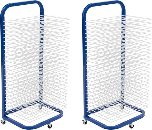 Pearington 25-Shelf Mobile/Wall Mountable Art Drying Rack for Art Studios & Classrooms, 13" D x 17.5" W x 39.4" H, Black/White in Saudi Arabia