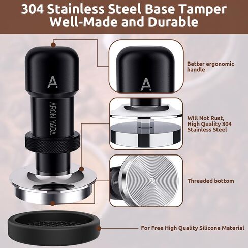 Espresso Tamper 53.3mm: 30 lb Auto-Calibrated Coffee Tamper with Silicone Mat,Coffee Tamper with 2 Spring 100% Stainless Steel Base Fits for Breville 54mm Portafilter in Saudi Arabia