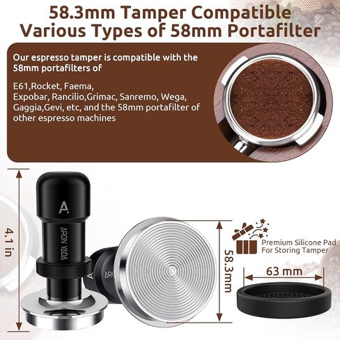 Espresso Tamper 53.3mm: 30 lb Auto-Calibrated Coffee Tamper with Silicone Mat,Coffee Tamper with 2 Spring 100% Stainless Steel Base Fits for Breville 54mm Portafilter in Saudi Arabia
