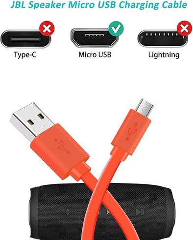 Charging Cable Micor USB Charger Power Cord Compatible with JBL Flip 4 3 2 Charge 3 2 2+ Plus Clip 3 2 Pulse 3 2 GO GO2 Trip Wireless Speaker in Kuwait