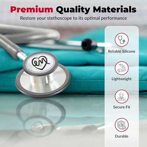 Stethoscope Replacement Part Kit for Littman Stethoscope Classic 3, Cardiology 3 & Cardiology 4 - Fits Classic III, Cardiology III & IV (Black) in Kuwait